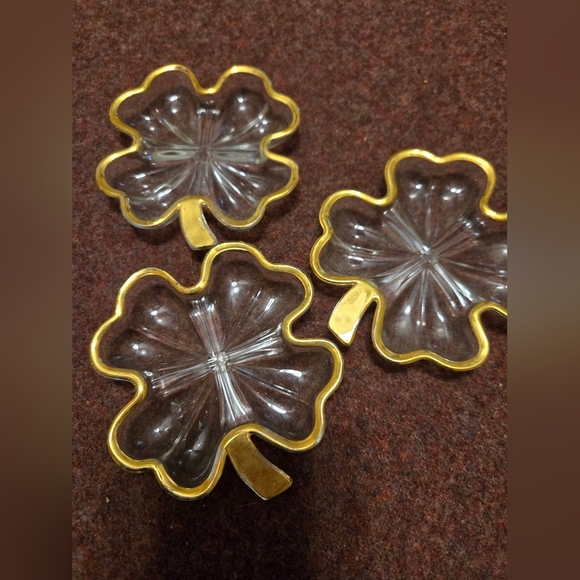 Vintage Shamrock Trinket Dishes With Gokd Edges Set Of 3 Gladd - Picture 6 of 6